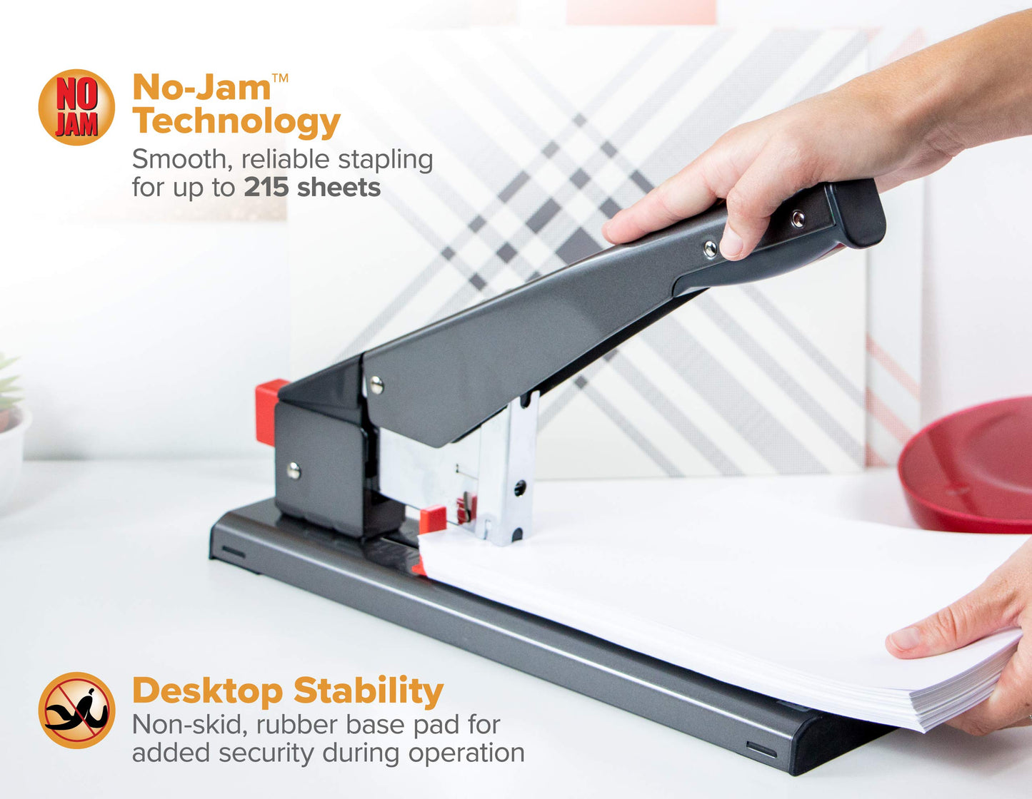 Bostitch Office Heavy Duty Stapler, 215 Sheet Capacity, Jam-Free, Easy Reload, Black (00540)