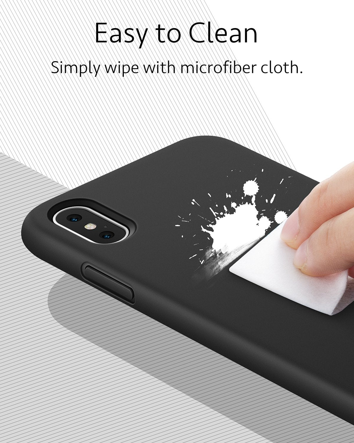 Anker Silicone Case, KARAPAX Silicone Gel Rubber Shockproof Case Cover with Soft Microfiber Cloth Cushion [Support Wireless Charging] [Slim Fit] for iPhone X - Black