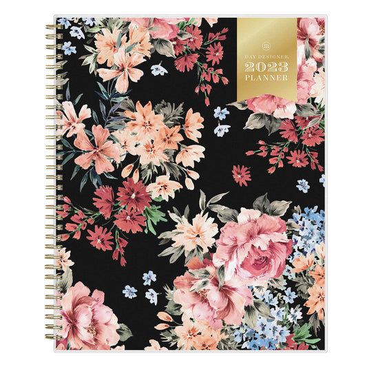 Day Designer Weekly/Monthly Planning Calendar, 8-1/2" x 11", Romance Black Frosted, January To December 2023, 138794