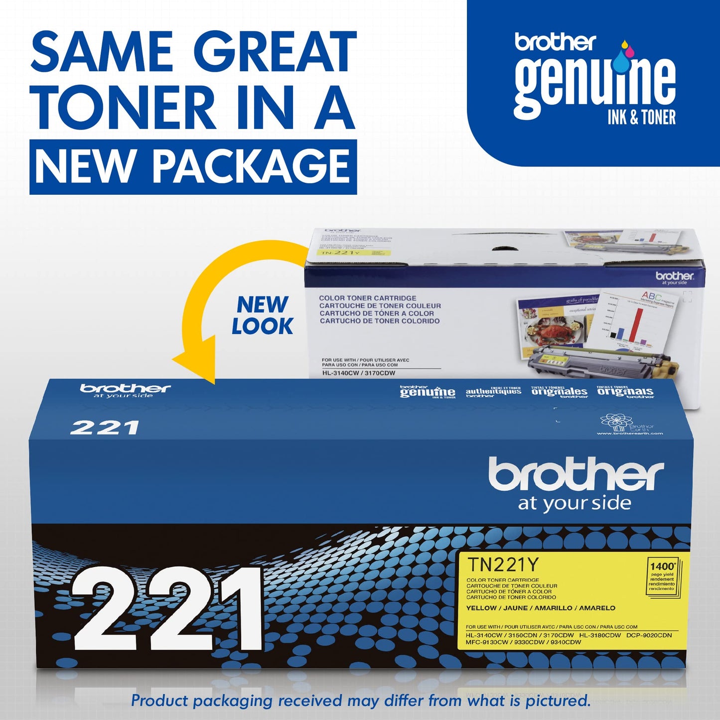 Brother Printer TN221Y Standard Yield Yellow Toner Cartridge