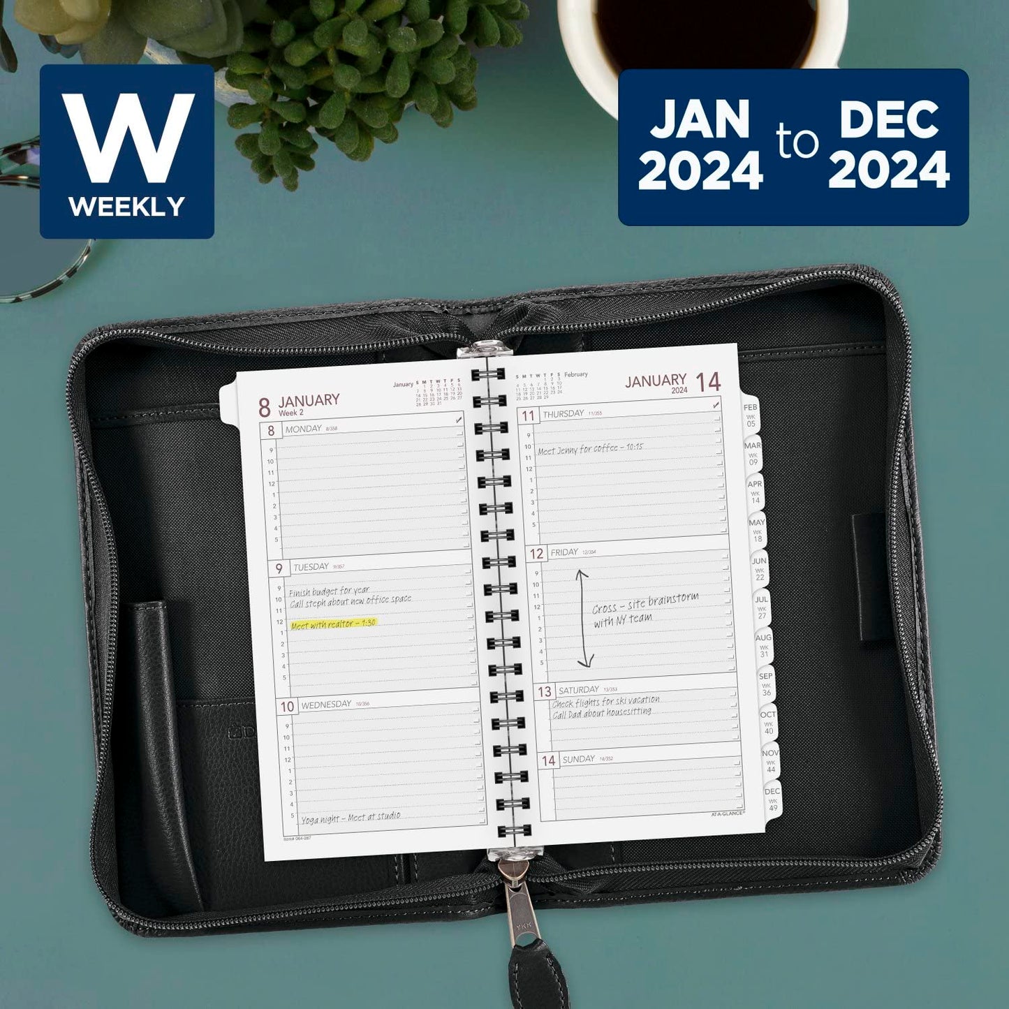 AT-A-GLANCE 2024 Planner Refill, Weekly, 3-1/4" x 6-1/2", Portable Size 2, Wirebound (064-287-24)