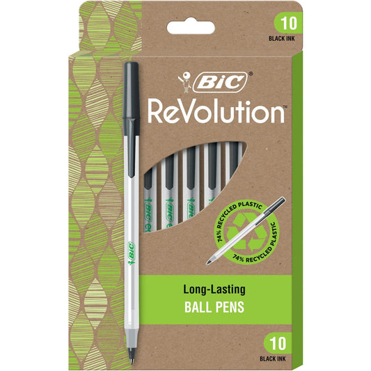BIC ReVolution Round Stic Ballpoint Pen, Black