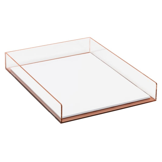 Realspace Rose Gold Acrylic Paper Tray, Letter Size