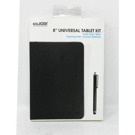 DeWorld Universal 8 Inch Tablet Kit w Case  Stylus  Cleaning Cloth  2 Screen Pro