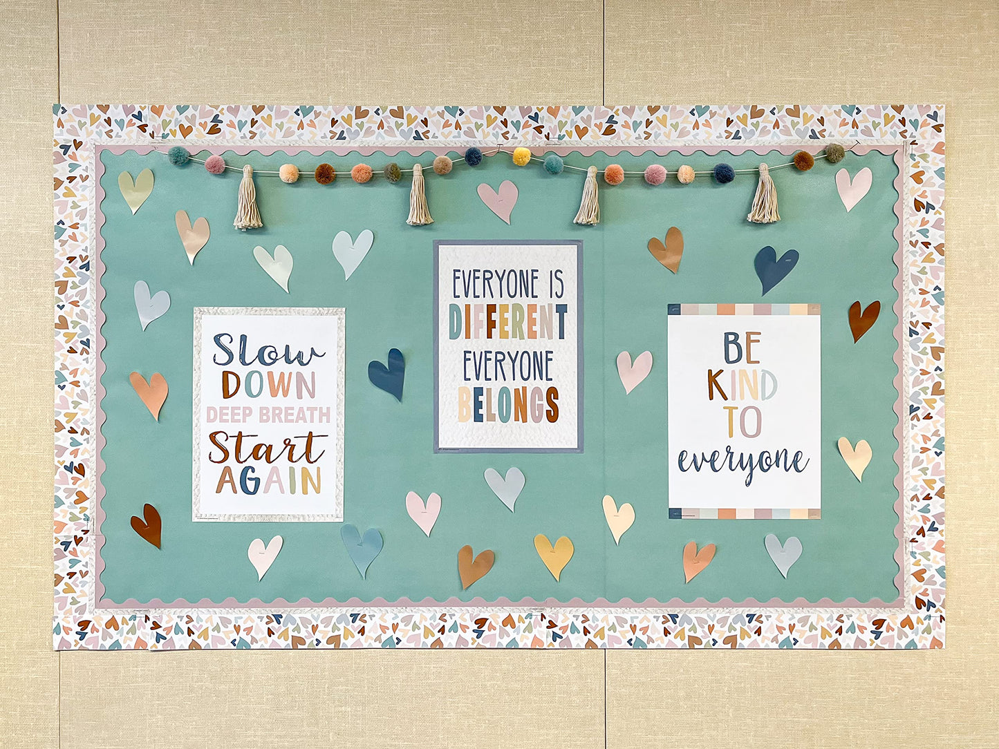 Teacher Created Resources Everyone is Welcome Hearts Straight Border Trim (TCR7125)