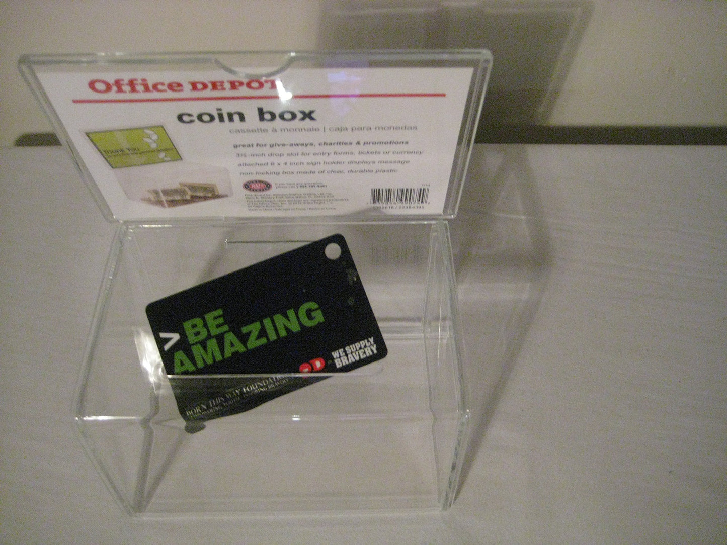 Office Depot Ballot/Coin Box, 8-1/8H x 6W x 4-3/8D, Clear