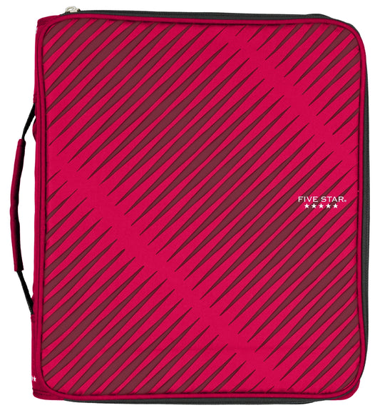 Five Star 2 Inch Zipper Binder, 3 Ring Binder, 6-Pocket Expanding File, Durable, Red (72184)