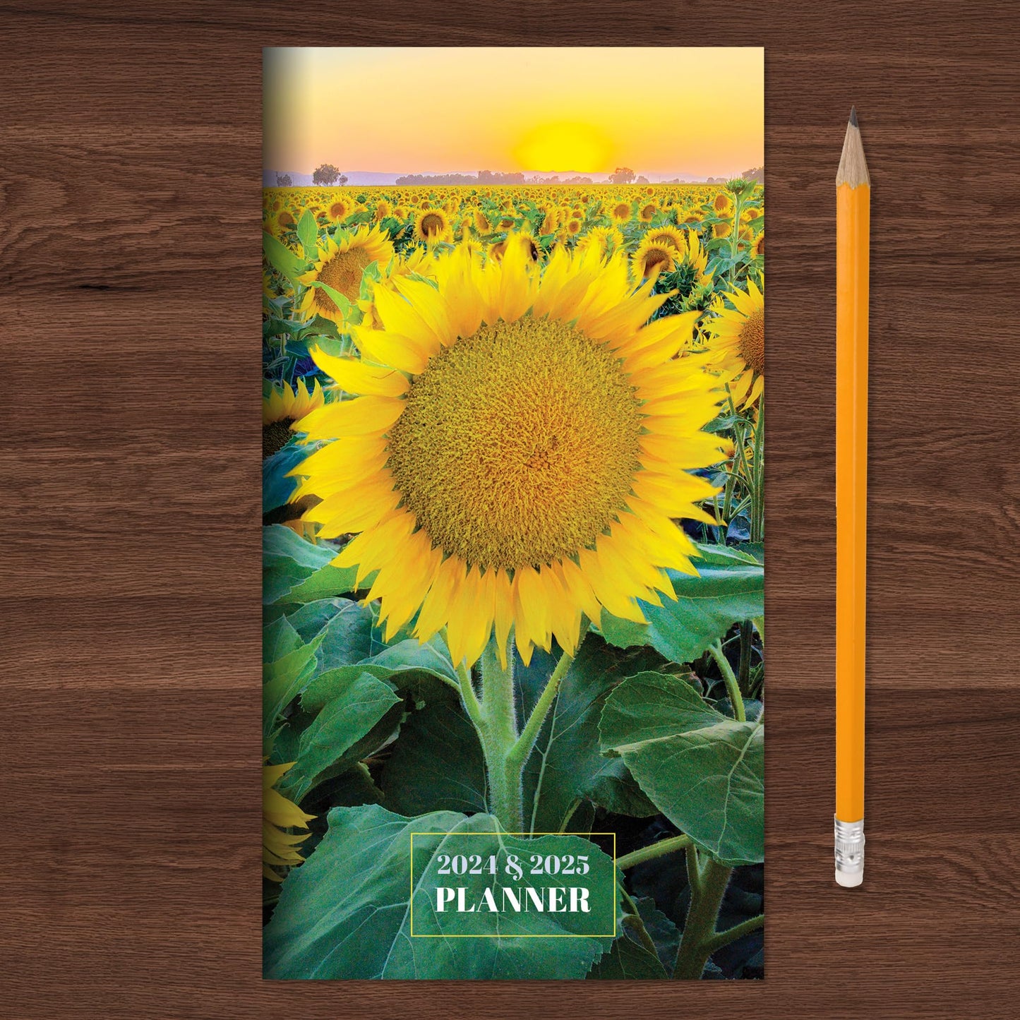 TF PUBLISHING 2024-2025 Sunflower 2-Year Small Monthly Pocket Planner | 2-Page Large Calendar Grid and Lined Notes Section in Back | Monthly Day Planner for Purse | 3.5" x 6.5"