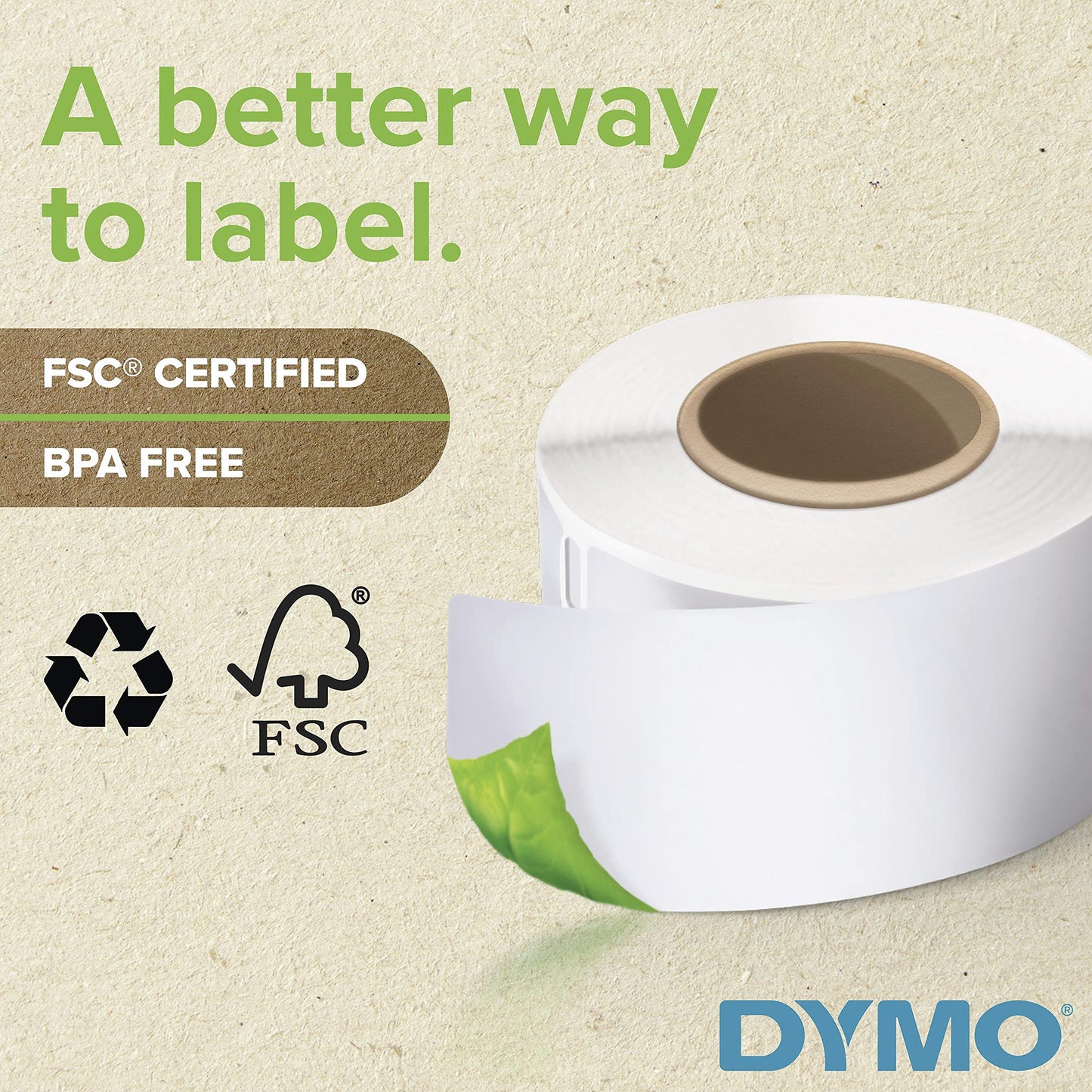 DYMO Authentic LW 1-Up File Folder Labels for LabelWriter Label Printers, White, 9/16" x 3-7/16", 6 Rolls of 130 (780 Total)