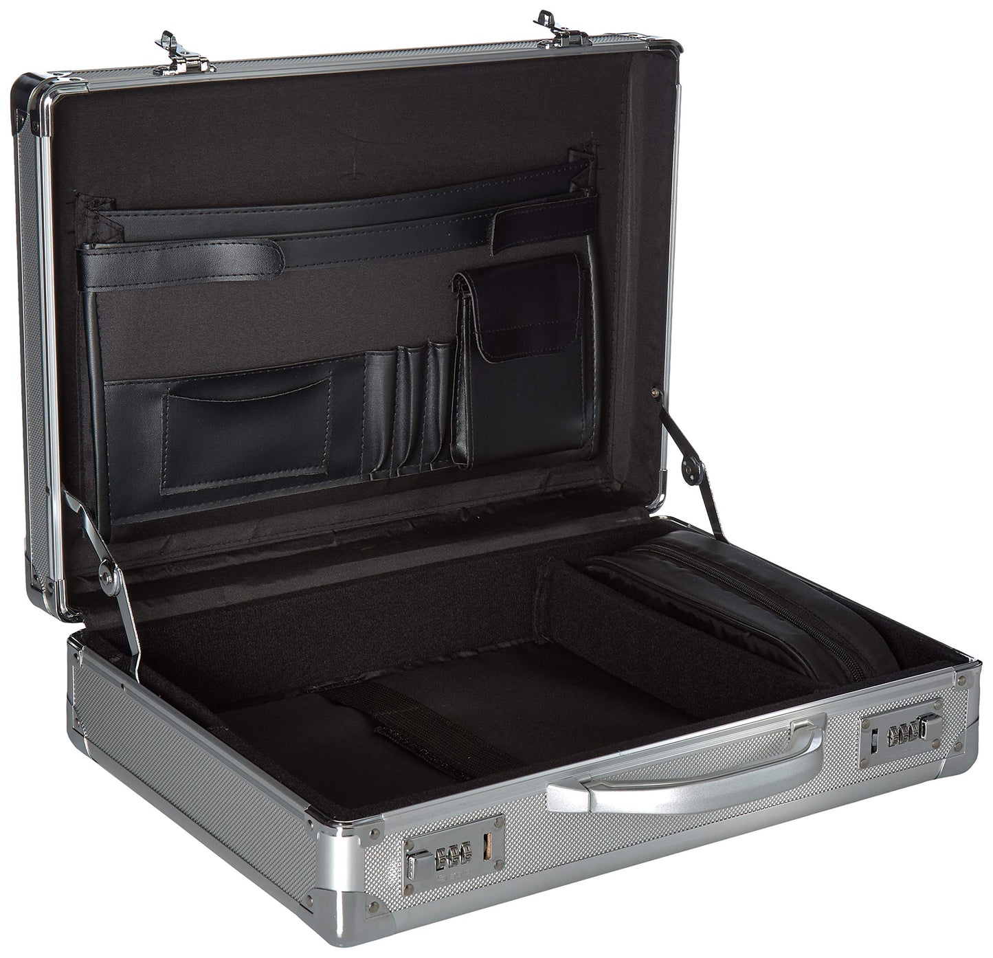 Solo Fifth Avenue Aluminum Attach� Briefcase With Combination Locks, Silver