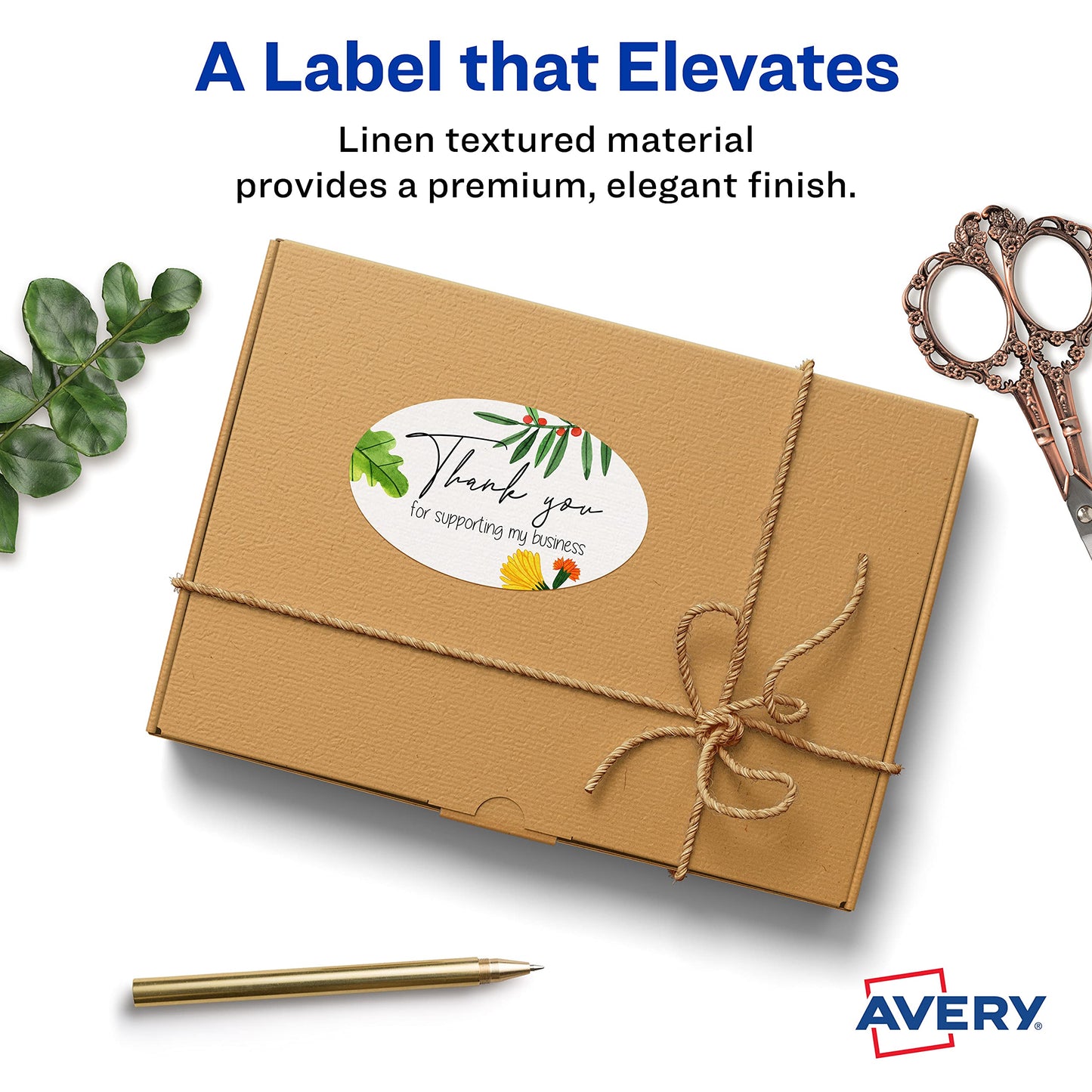 Avery Printable Blank Oval Labels, 2" x 3-1/3", Textured Matte White, 80 Customizable Labels (22829)