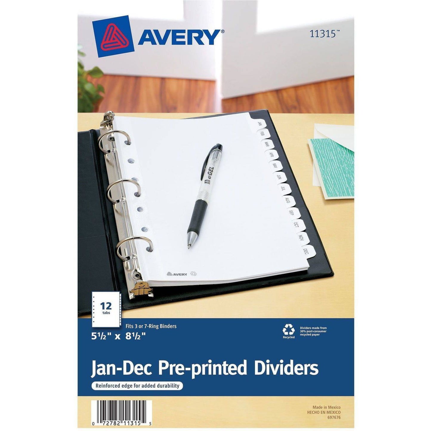 Avery(R) Mini Preprinted Dividers 11315, 5-1/2" x 8-1/2", Jan.-Dec.,12-Tab Set