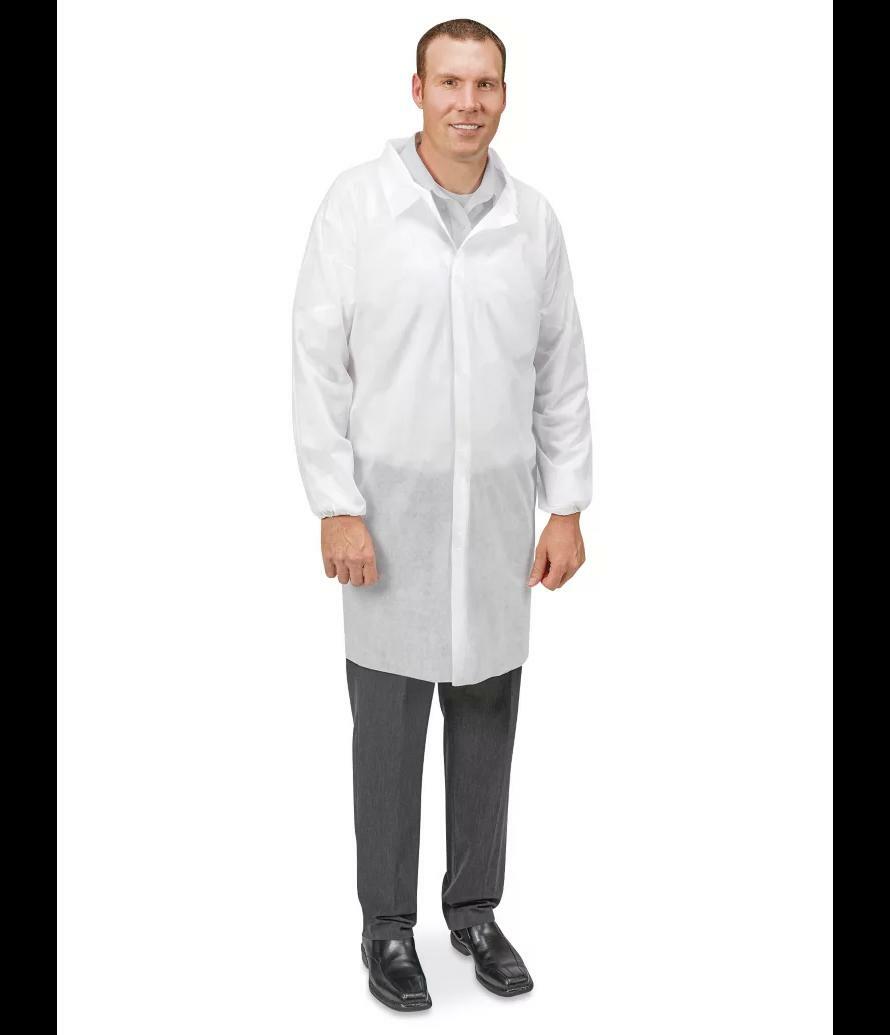 Uline Economy Lab Coat with No Pockets, Hook-and-Loop - 2XL - 25 PACK