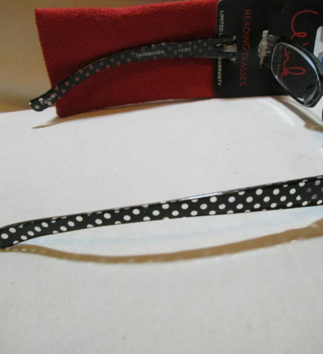 Dr Dean Tech Reading Glasses +1.25 Fashion Frame w/ Case POLKA DOT RED