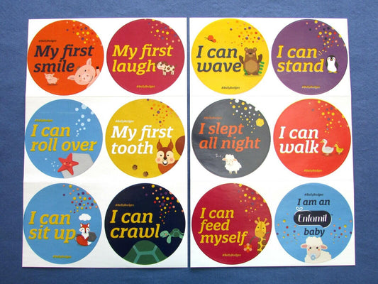 BABY BELLY BADGES "Milestone Stickers" Enfamil Family Beginnings (LOT-12) (NEW)