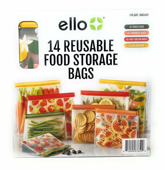 Ello Reusable Food Storage Bags - 14 Pieces