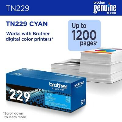 Brother TN229 Cyan Standard Yield Toner Cartridge (TN229C) print up to 1200