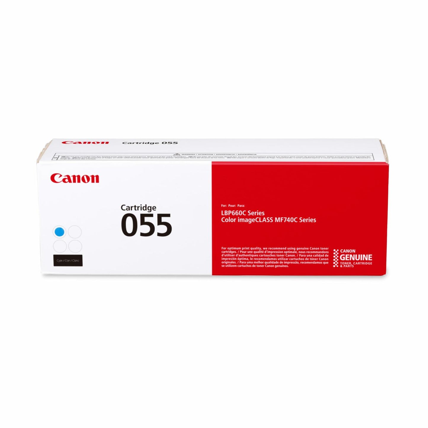 Canon Genuine Toner, Cartridge 055 Cyan (3015C001) 1 Pack, for Canon Color imageCLASS MF741Cdw, MF743Cdw, MF745Cdw, MF746Cdw,LBP664Cdw Laser Printers