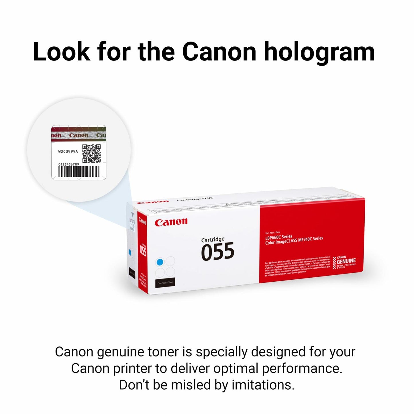 Canon Genuine Toner, Cartridge 055 Cyan (3015C001) 1 Pack, for Canon Color imageCLASS MF741Cdw, MF743Cdw, MF745Cdw, MF746Cdw,LBP664Cdw Laser Printers