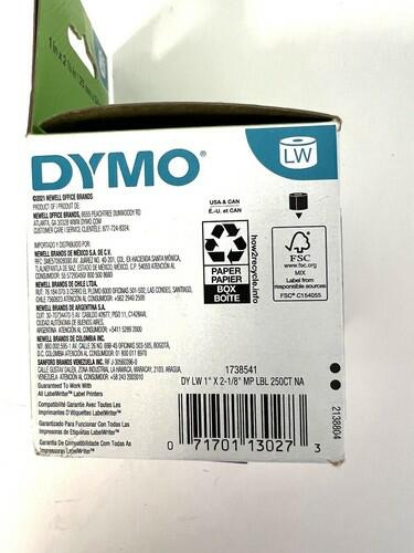 Dymo LabelWriter Multipurpose Labels 1 in x 2 1/8 in, Roll of 250 Labels