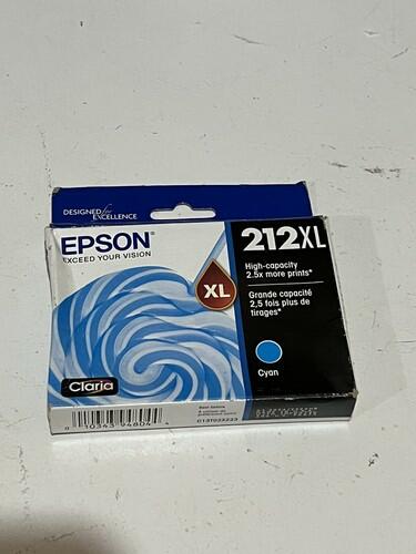 Genuine OEM Epson 212XL Cyan Ink Cartridge Exp 3/2024