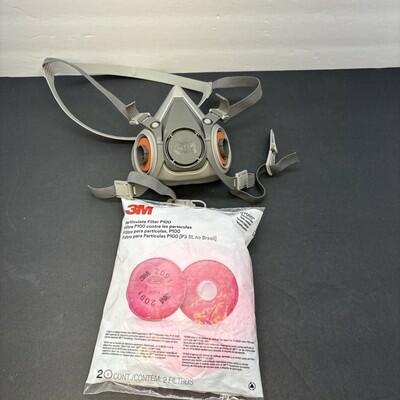 3M 2091 NIOSH P100 Particulate Filter - 2 Count With Half Face Mask