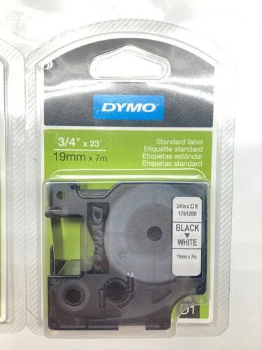 DYMO D1 1761260 Black-On-White Tape, 0.75" x 23' Standard Label Bundle 2 New