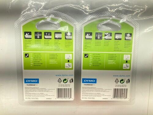 DYMO D1 1761260 Black-On-White Tape, 0.75" x 23' Standard Label Bundle 2 New