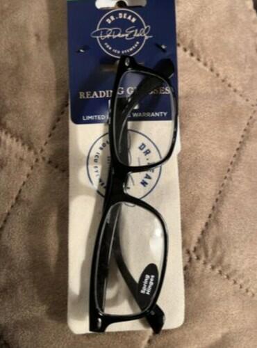 Dr. Dean Edell Unisex Modern Rectangle Black Front Reading Glasses +1.25
