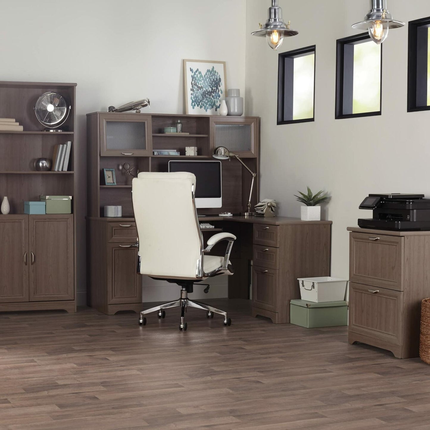 Realspace® Magellan 58"W Hutch For Corner Or L-Shaped Computer Desks, Gray