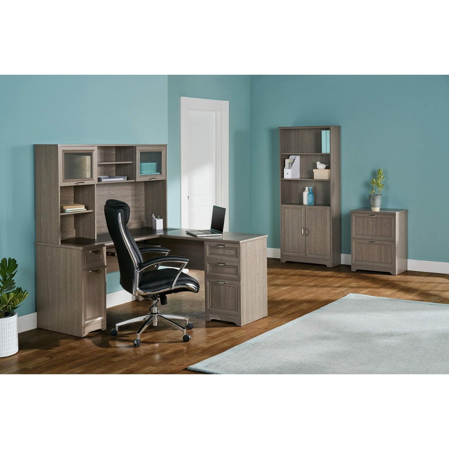 Realspace® Magellan 58"W Hutch For Corner Or L-Shaped Computer Desks, Gray