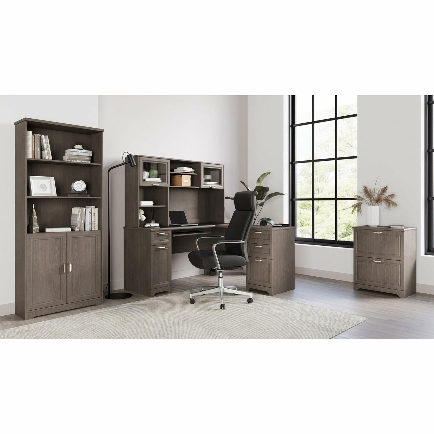 Realspace® Magellan 58"W Hutch For Corner Or L-Shaped Computer Desks, Gray