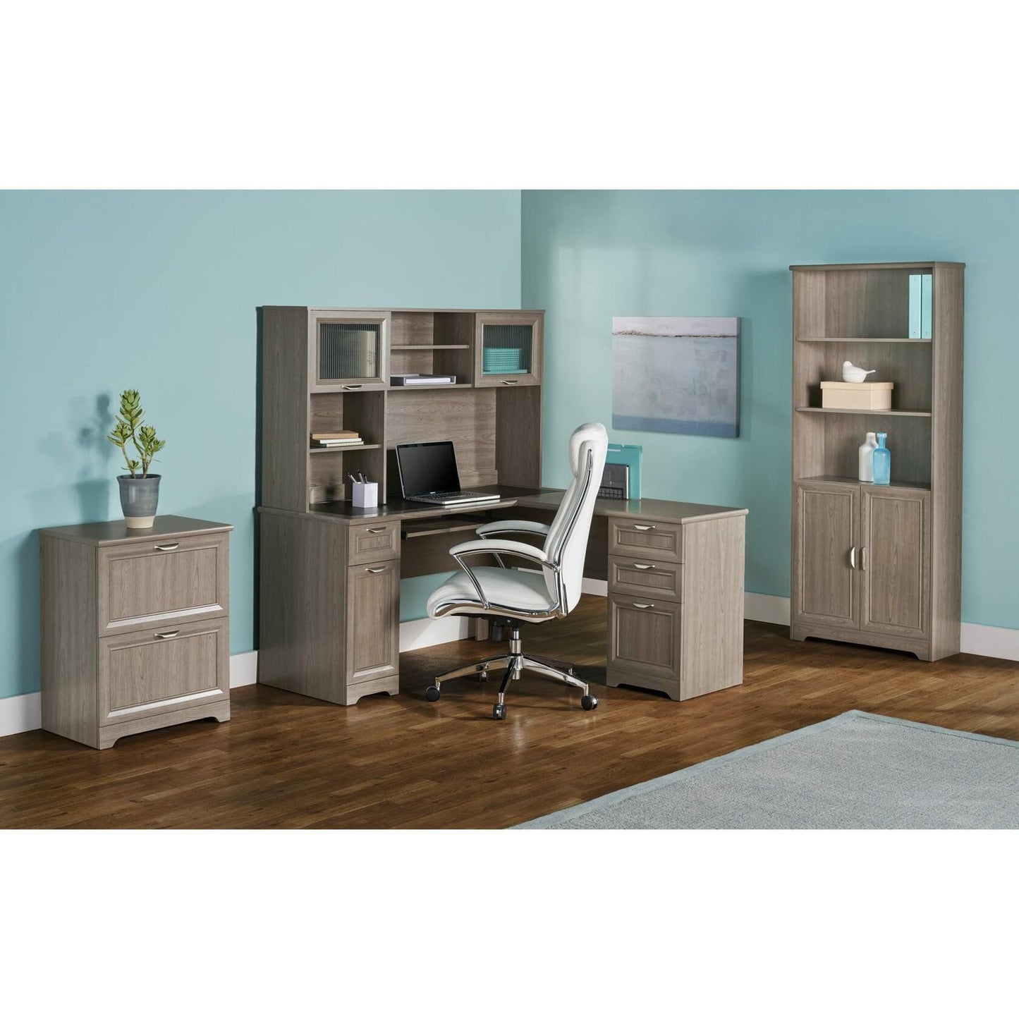 Realspace® Magellan 58"W Hutch For Corner Or L-Shaped Computer Desks, Gray