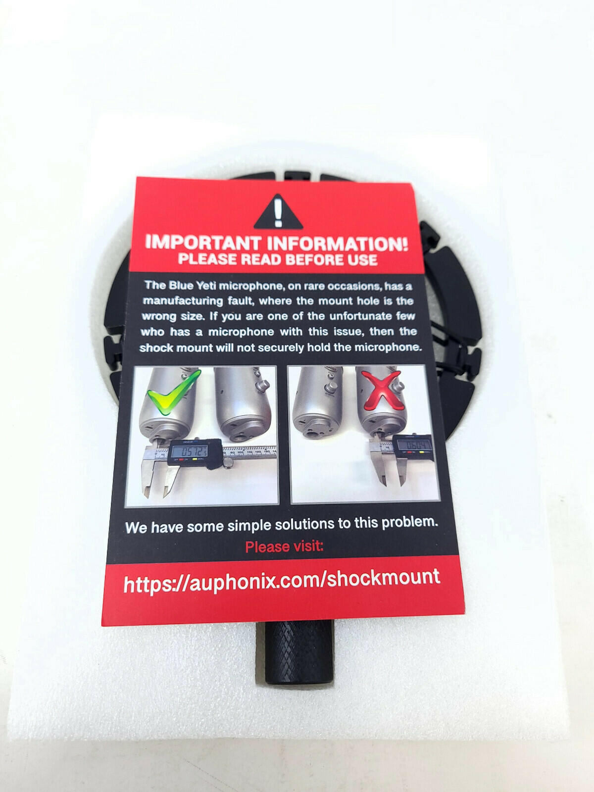 AUPHONIX - Aluminum Shock Mount For Blue Yeti Microphone - SM-1B-BL Vibration