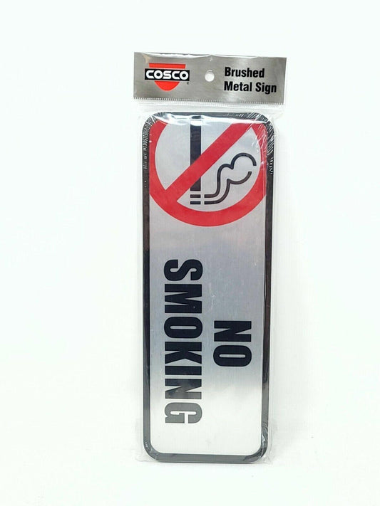COSCO Brush Metal Office Sign, No Smoking, 9 x 3, Silver/Red 039956982078