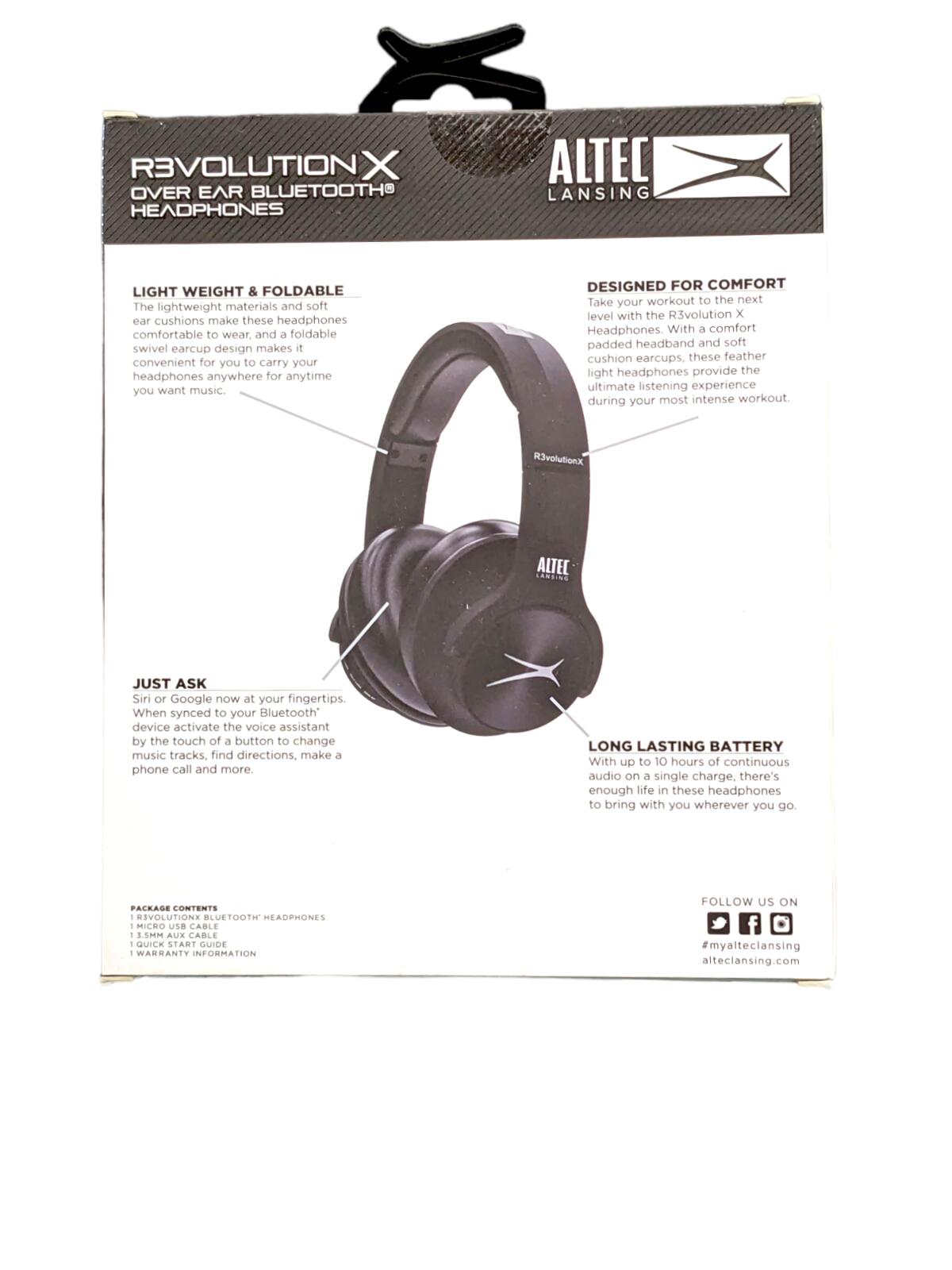 Altec Lansing Revolution X Over Ear Bluetooth Headphones ONYX Siri & Google