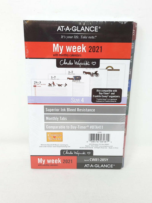 AT-A-GLANCE 2021 Charles Wysocki Weekly Monthly Planner Refill, Jan-Dec 2021-NEW