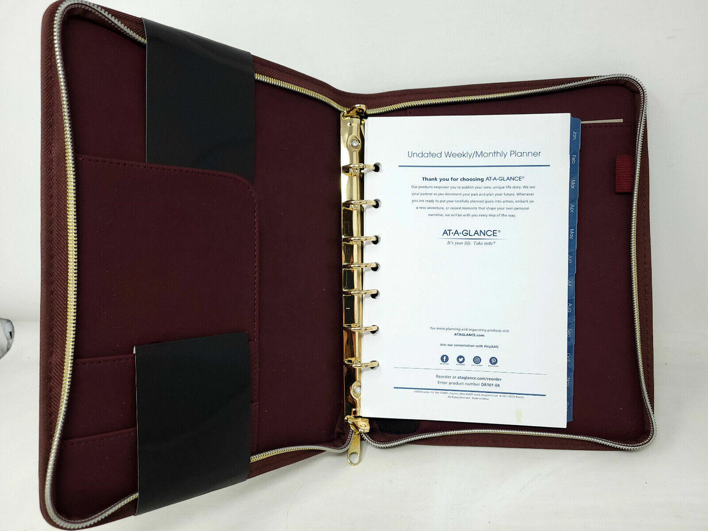 AT-A-GLANCE Faux Leather Fashion Starter Set Undated 7-Ring Merlot Size 5 - READ