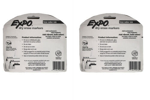 Expo Black Chisel Tip Dry Erase Markers Low Odor ~Bonus Pack 4+1~ Lot of 2