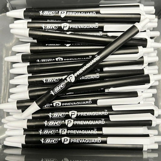 25 BIC Prevaguard Clic Stic Ballpoint Pens 1.0mm Medium Point BLACK NEW