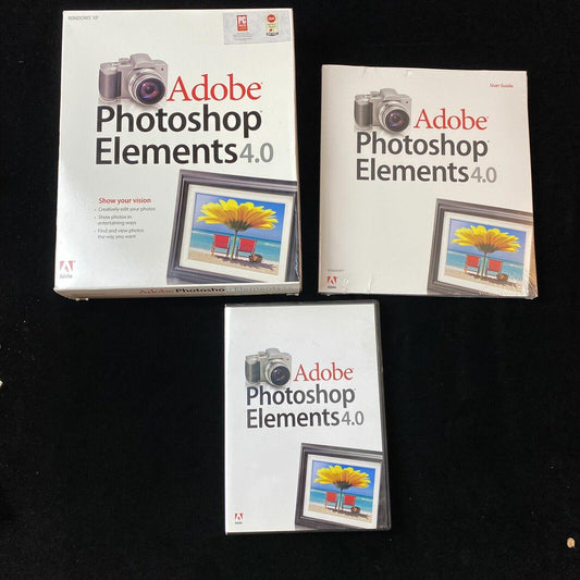 Adobe Photoshop Elements 4.0 Windows XP Full Retail Version Open box W Serial