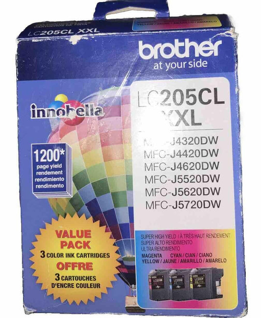 Brother LC205CL XXL Ink Cartridges (Cyan/Magenta/Yellow) Exp 01/2026