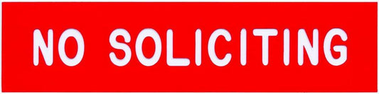 Cosco Sign, Red Engraved, No Solicitors, 2 x 8 Inches (098001)