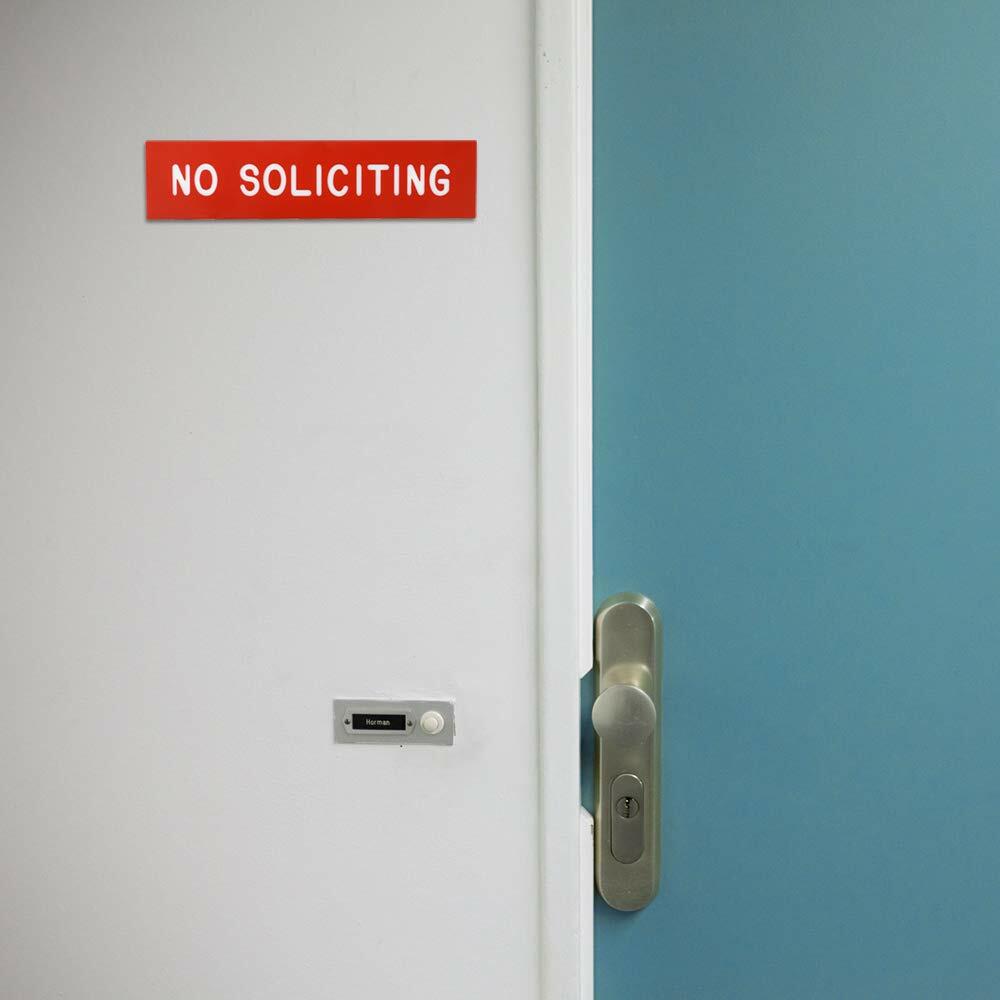 Cosco Sign, Red Engraved, No Solicitors, 2 x 8 Inches (098001)