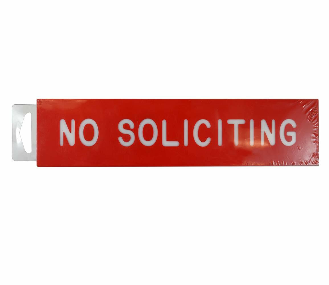 Cosco Sign, Red Engraved, No Solicitors, 2 x 8 Inches (098001)
