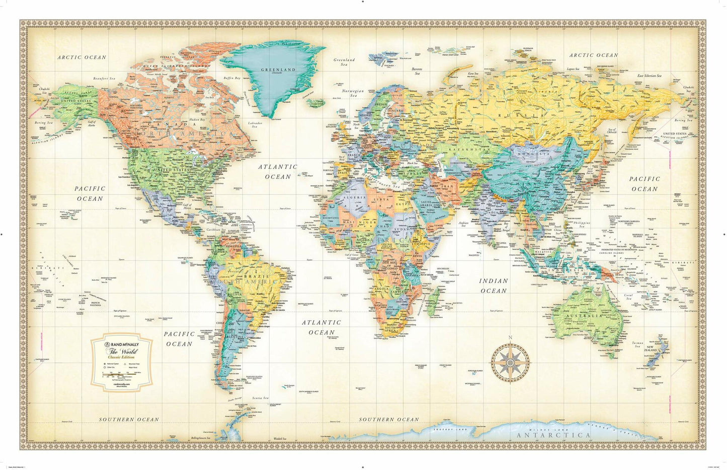 Classic Edition World Wall Map Paper Rolled [Map] Rand McNally