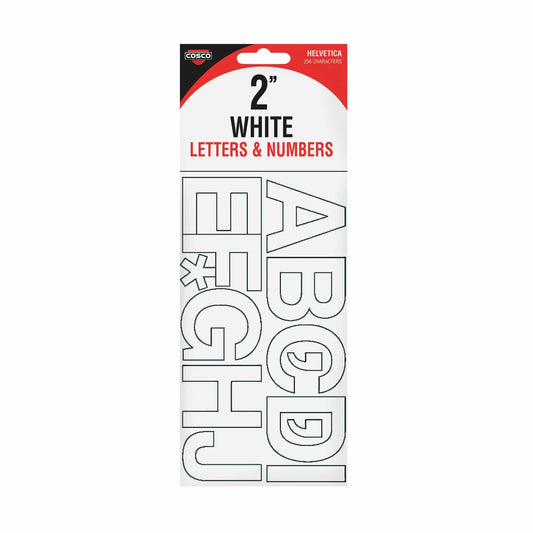 Cosco(R) Vinyl Peel Stick Letters And Numbers, 2in., Helvetica, White