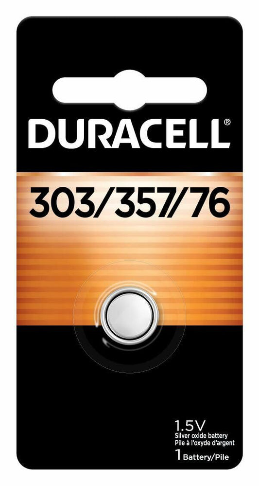 Duracell 303/357/76 Silver Oxide Button Battery, 1 Count Pack, 303/357/76 1.5