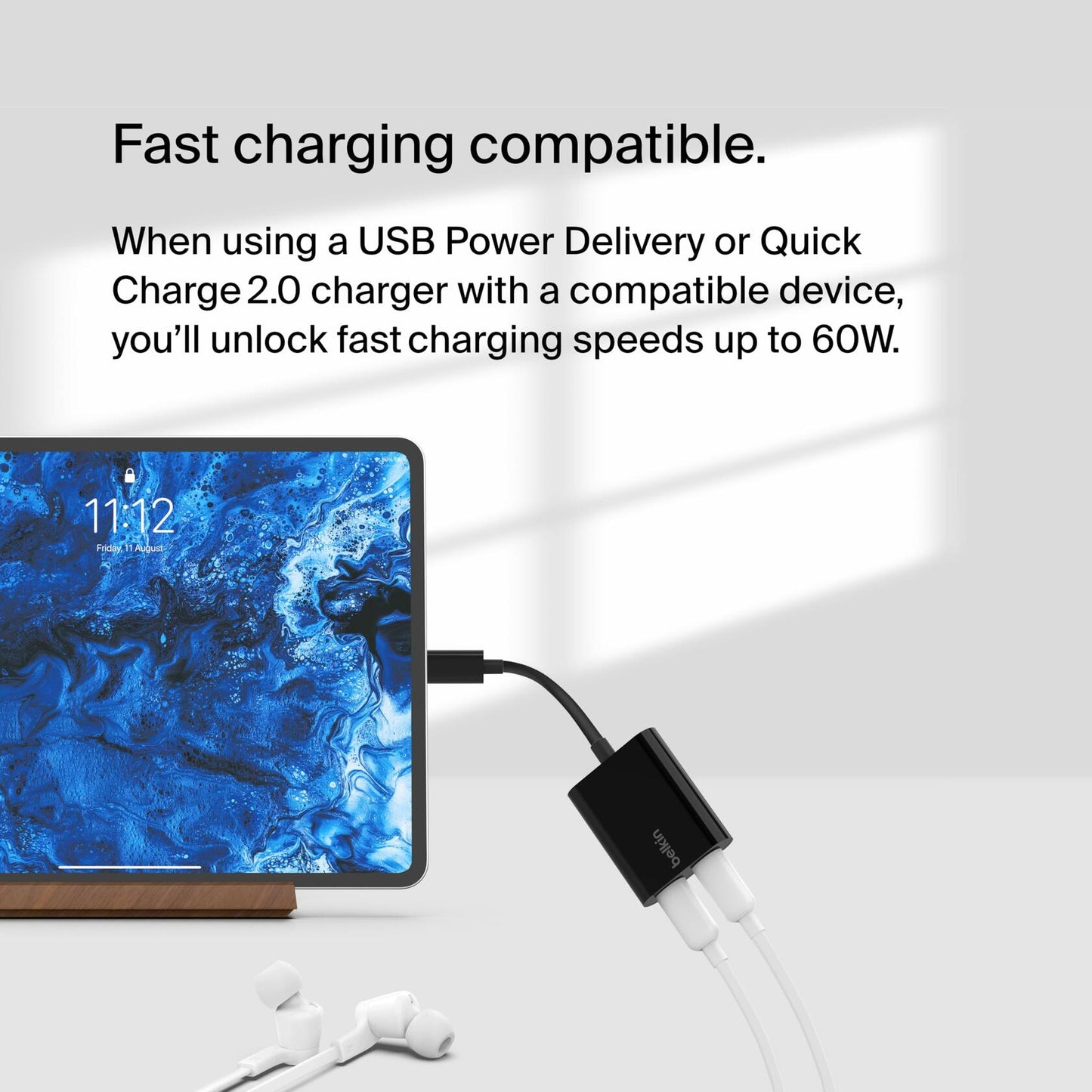 Belkin RockStar USB-C Audio + Charge Adapter, Headphone Adapter w/ USB-C 60W