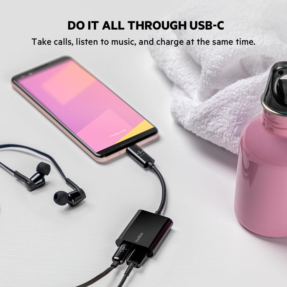 Belkin RockStar USB-C Audio + Charge Adapter, Headphone Adapter w/ USB-C 60W